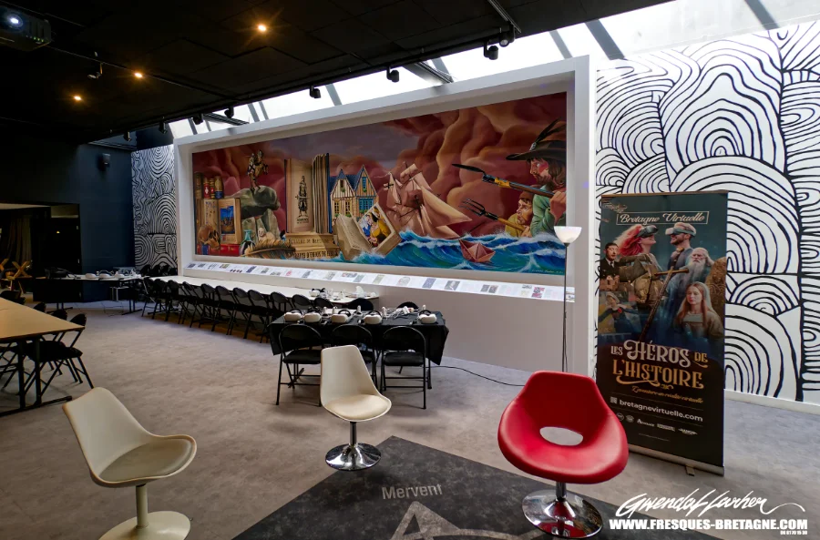Décoration murale d'entreprise, fresque sur mesure pour espace professionnel en Bretagne